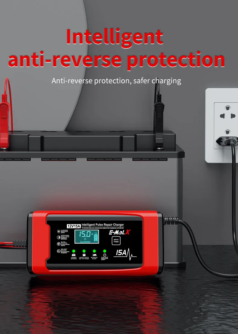 12V 15A 8A Auto- und Motorrad-Smart-Batterieladegerät für Lifepo4 Blei-Säure AGM Digital-Touchscreen Lithium-Eisenphosphat-Ladegerät – Detail 39