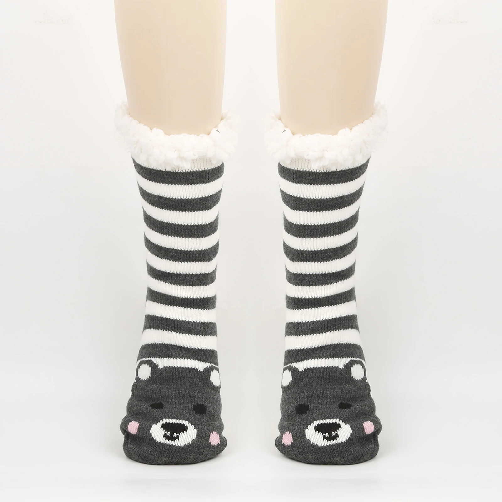 زوج واحد من جوارب عيد الميلاد الجديدة للنساء، جوارب أرضية للخريف والشتاء، جوارب ثلجية، جوارب نوم منزلية مخملية سميكة، جوارب سجادة