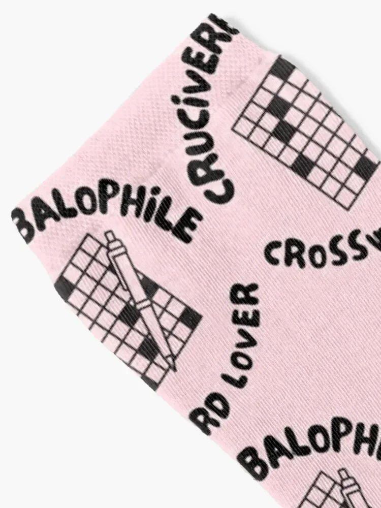 Word Nerd Crossword Puzzle Cruciverbalophile Black and Pink Nerd Word Socks set halloween Sports anime Socks Man Women's