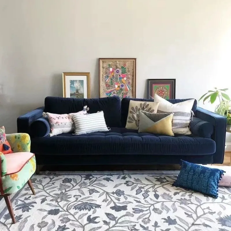 

European Recliner Modern Sofa Soft Relax Comfortable Chaise Plush Sofa Floor Velvet Loveseat Muebles Para Dormitorio Furniture