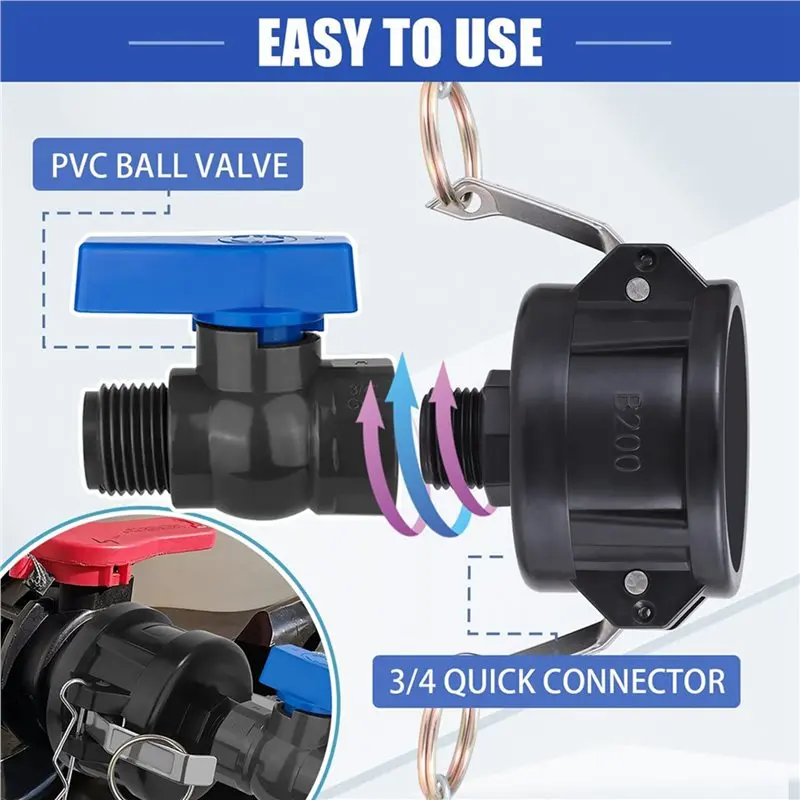 A96K-3X IBC Tote Adapter, 2 Inch Cam Lock For 275-330 Gallon IBC Tote Tank, IBC Tote To Garden Hose Fittings Adapter