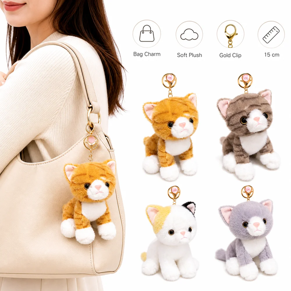 Gifts Realistic Kitten Shape Cat Keychain Furry Soft Keychain Cute Sitting Cat Cat For Bag Decoration
