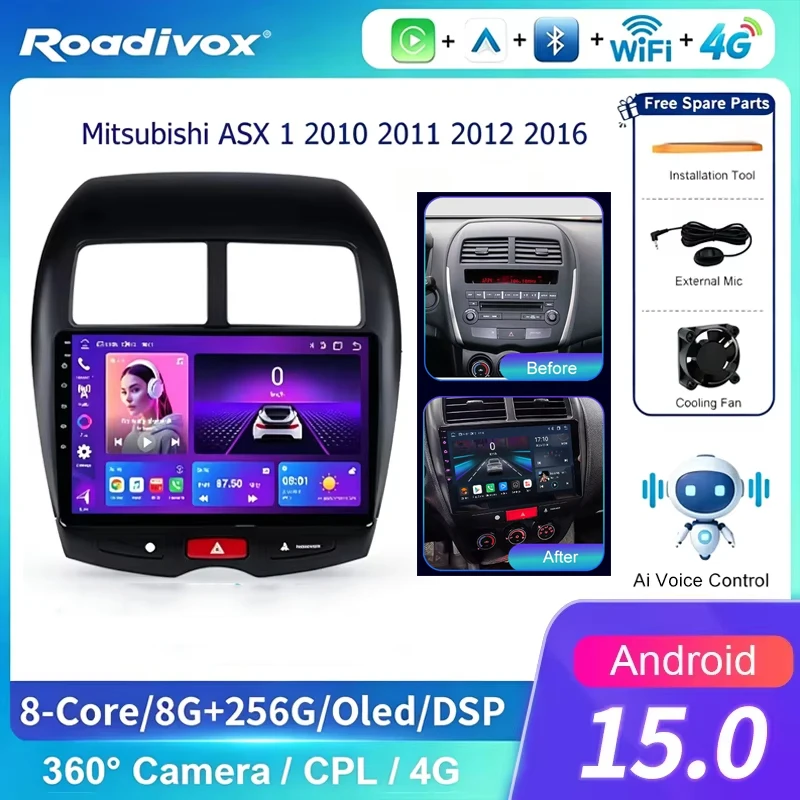 AI VOICE GPS Navigation Multimedia Player for Mitsubishi ASX 1 2010-2016,with Stereo Screen  featuring Video and Tape