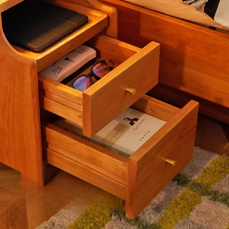 

Solid wood bedside table Super narrow small storage cabinet Cherry wood home bedroom Bedside bedside shelf