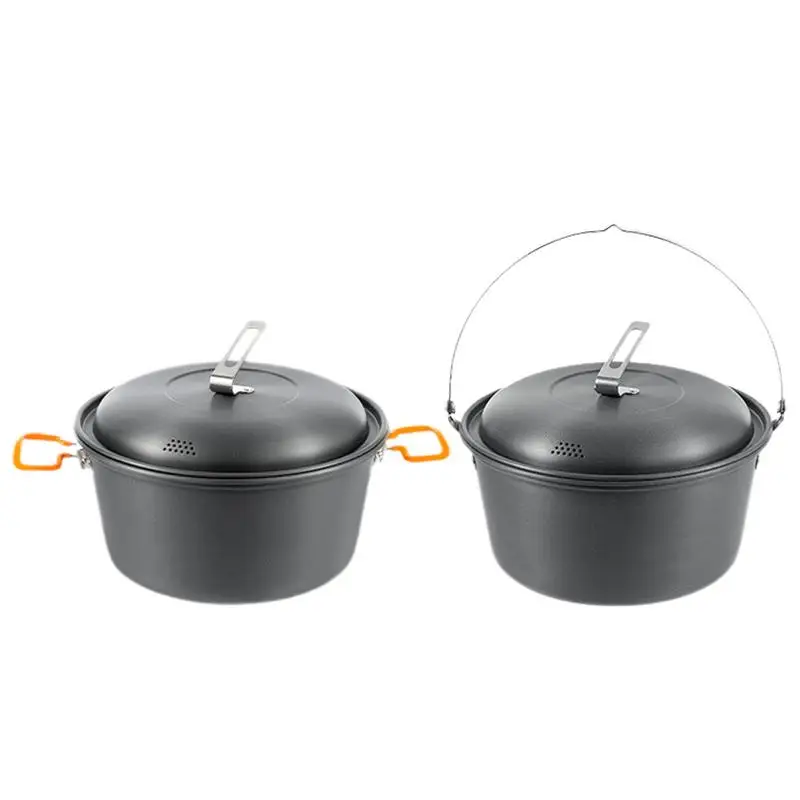 Camping Steamer Pot 4.5L Portable Steamer Camping Cooking Pot Non-Stick Pot Lightweight Cookware Hanging Pot Camping accessories