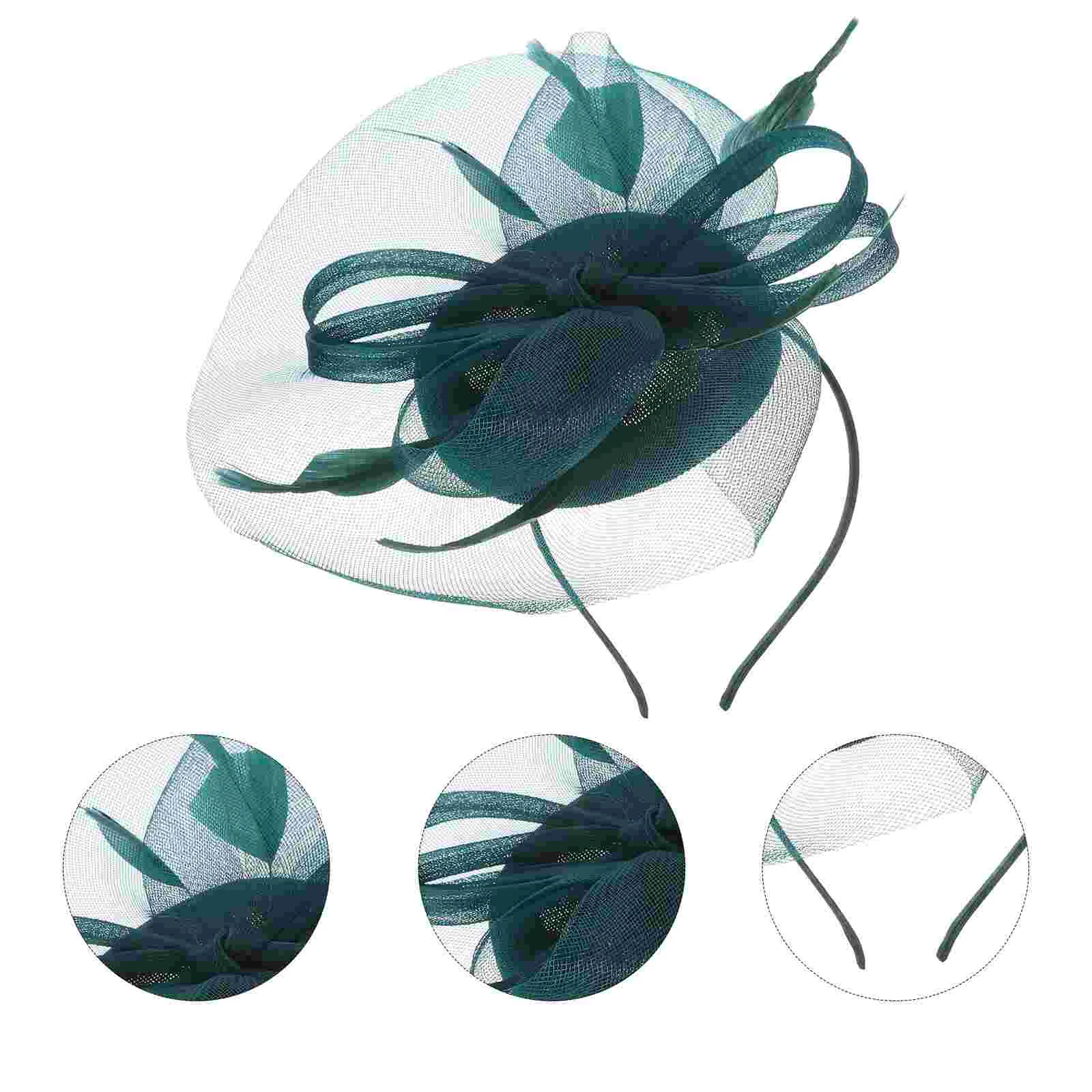 Fascinators per cappello a cilindro per donna Matrimonio Tea Party Filato di lino Copricapo da sposa Maglia Sposa Miss Fascia per capelli