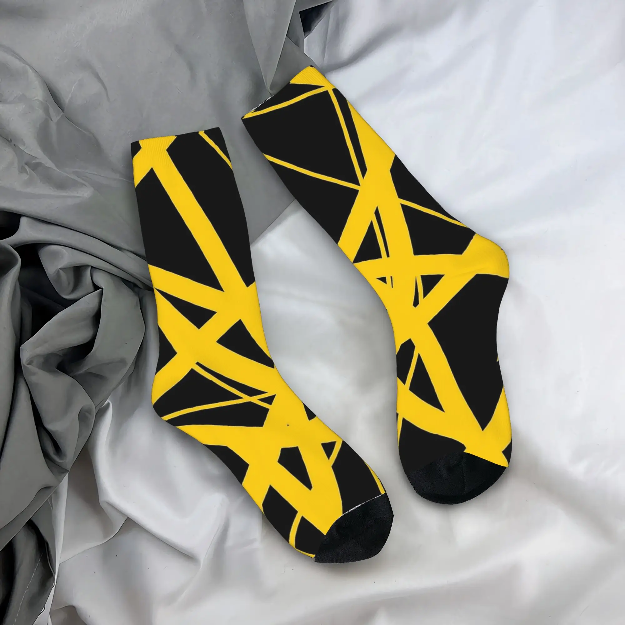 

EVH Stripes Yellow Van Halen Design Socks Autumn Stockings Fashion Men's High Quality Socks Design Running Anti Bacterial Socks