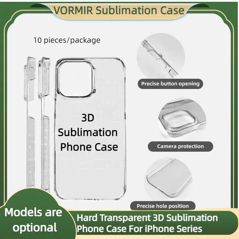 

10pcs Transparent Hard 3D Sublimation Phone Case Heat Transfer Printing Coated Film Covers For iPhone 17 16 15 14 13 12 Pro Max