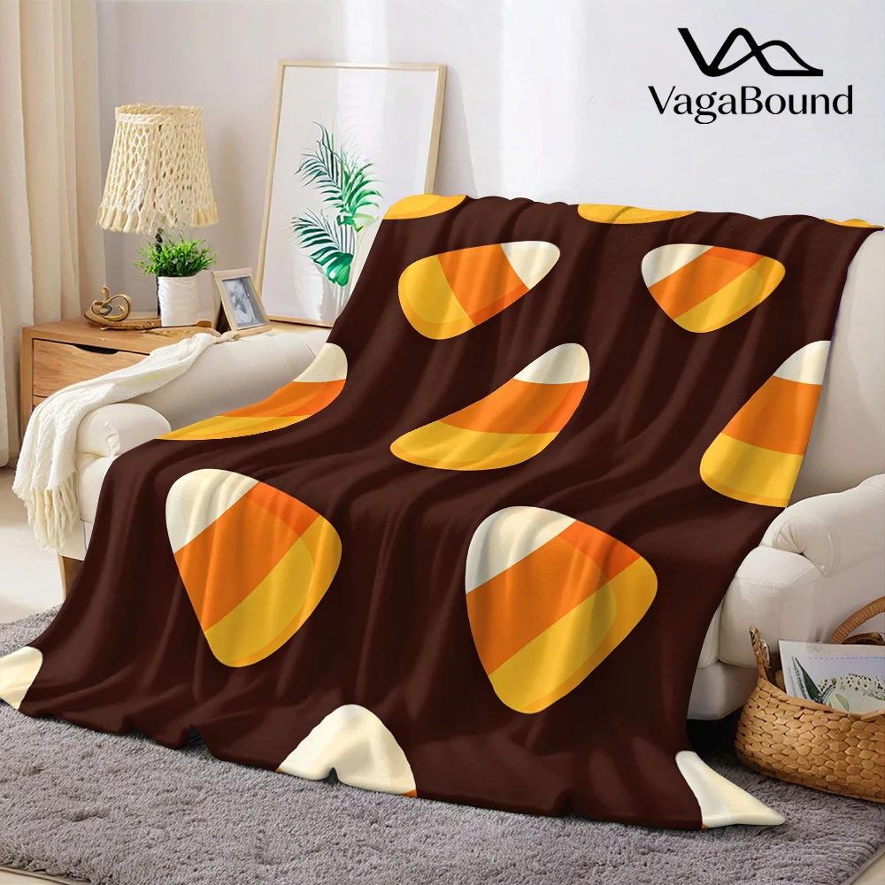 Cute Candy Corn Flannel Blanket Warm Soft Halloween Christmas All-Season Couch Decorative Cozy Warm Gift