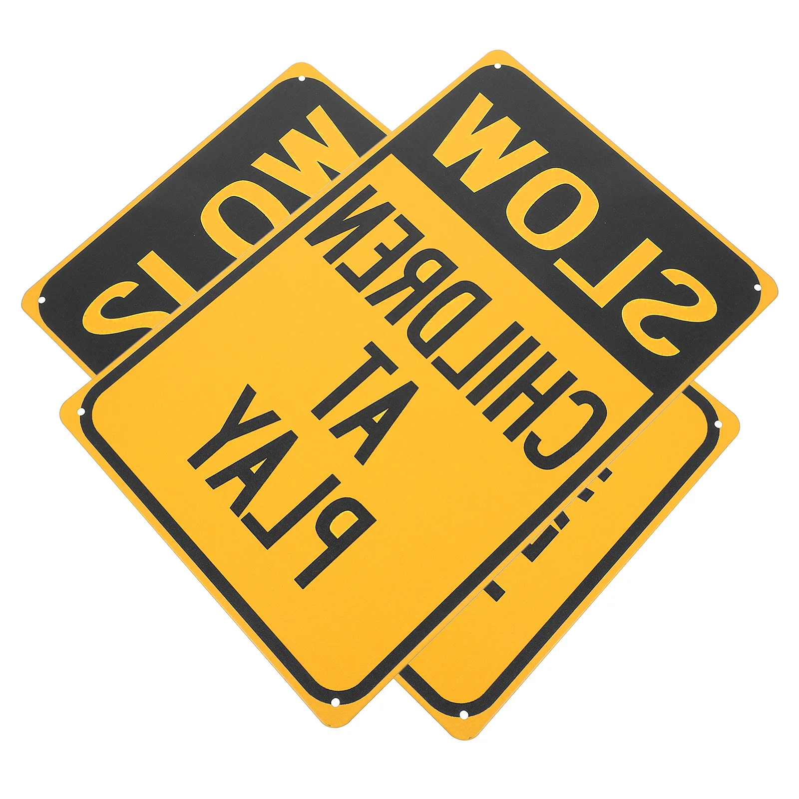 

2 Pcs Signs Safety Children Playing at for Street Slowing down Kids 3000X2000X020CM Yellow