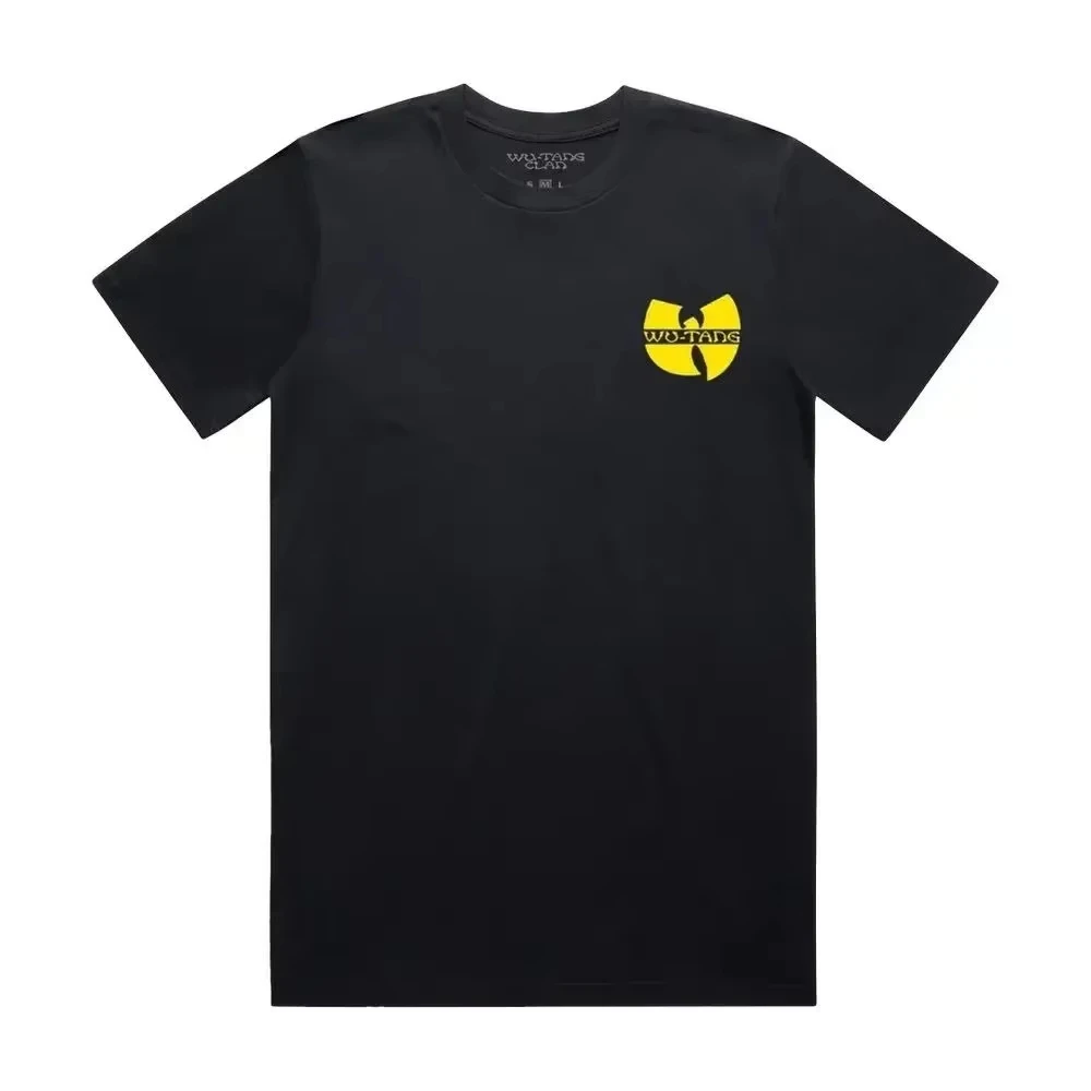 Vintage 90s cotton short sleeve tee with Wu Tang Clan print, classic punk high street top for hip-hop retro daily outfits.