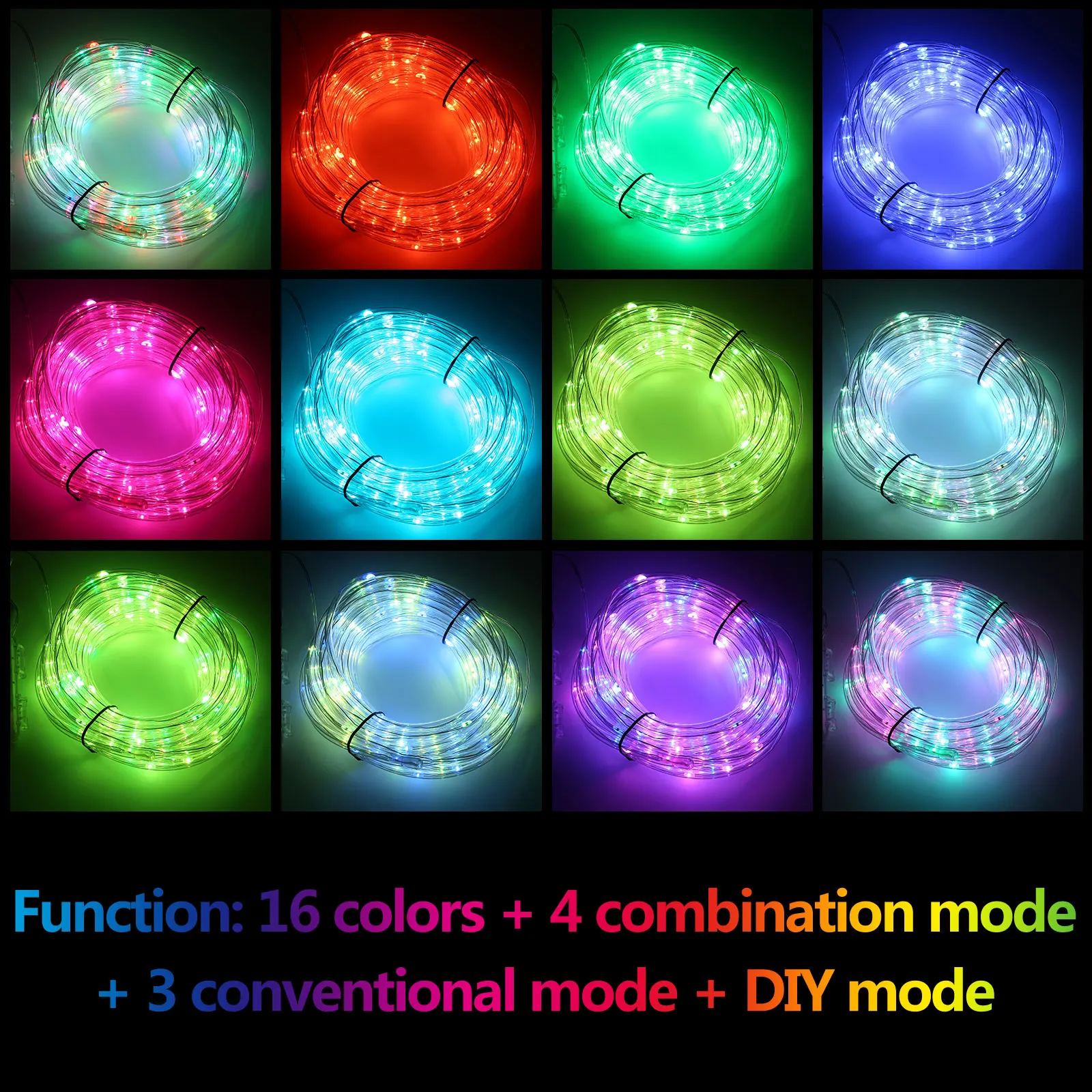 4 Modes 100 LED 16 Color Change Trampoline Lights Remote Control Rim Lights Outdoor LED Light Strip Christmas Trees Decor Lights