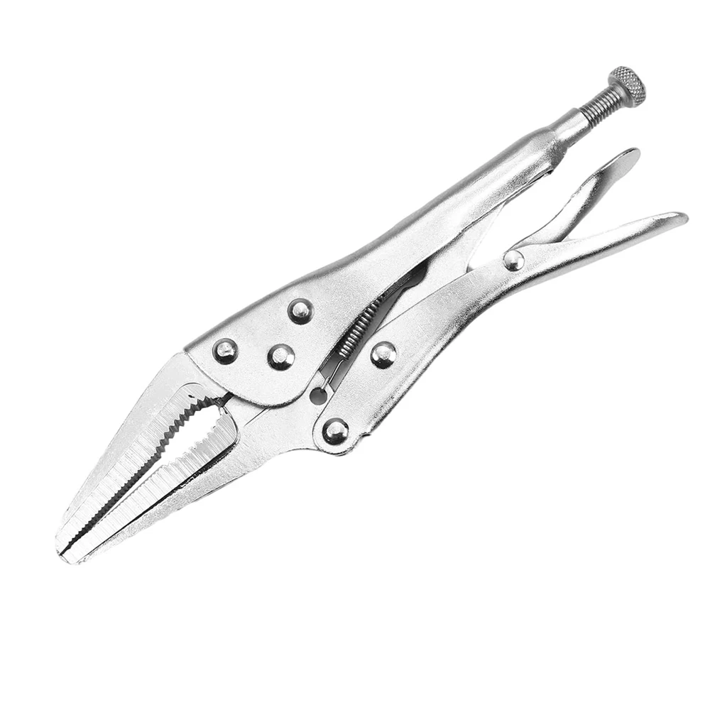 5-Inch Long Nose Locking Pliers Premium Cr-V Construction Long Nose Pliers with Wire Cutter for Easy Access to Hard Reach Areas