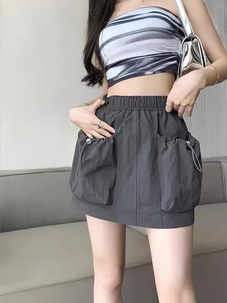 

2024 Summer New Maillard Style Short Skirt for Women, Slim Versatile High-waisted A-line Skirt