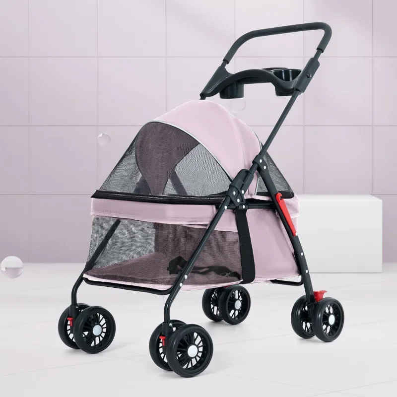 Pet Strollers Small Medium Dog Cat 4 Wheeler Jogger Pet Carriages Trolley for Cat Large Puppy