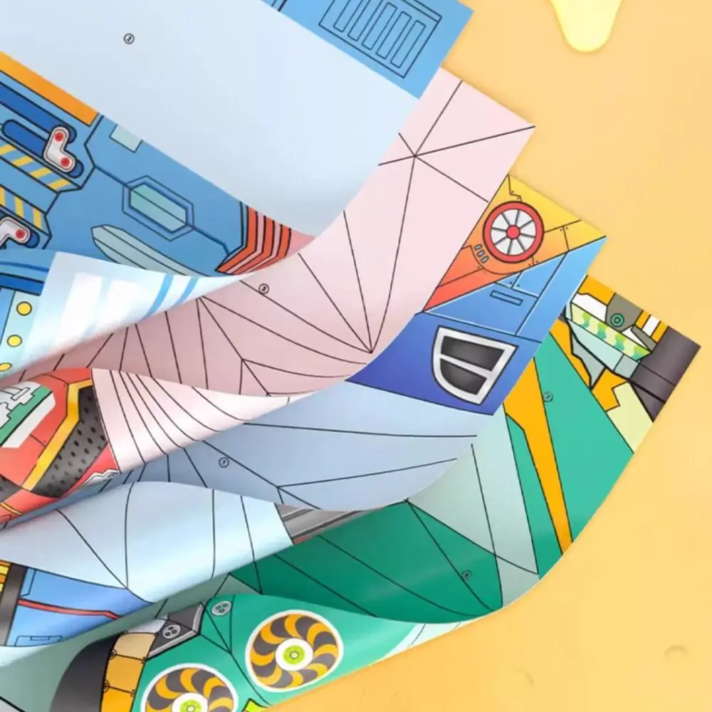 Papel artesanal conjunto de papel colorido arte aprendizagem montessori avião origami conjunto 3d dobrável versátil brinquedo de aeronave de papel