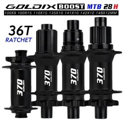 GOLDIX M370 Bicycle Hub Seal Bearing 6 Bolt Disc Brake J-Bend 28Hole Spike Wheel 36T BOOST MTB Hub Suitable for Shimano HG MS XD