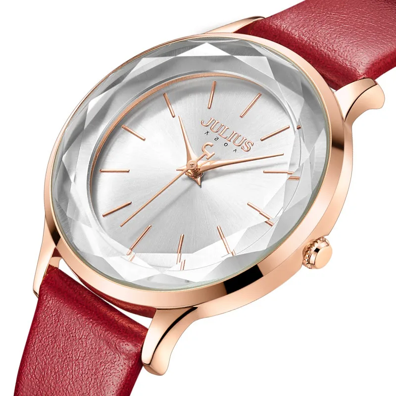 

Новые женские часы, японские кварцевые элегантные классические модные простые часы-браслет, кожаные часы, подарок на день рождения для девочек, Julius Box