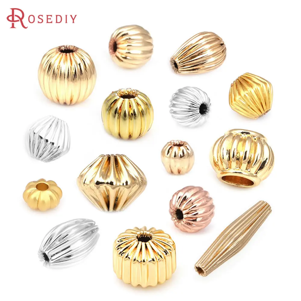 3MM 4MM 5MM 6MM 8MM 18K Gold Color Brass Round Pumpkin Spacer Beads Bracelets Beads Diy Jewelry Making Accessories