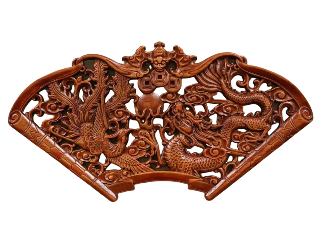 HAND WORK OLD EFFECT XIANG ZHANG SCULPTOR WOOD CARVED DRAGON WALL PANEL