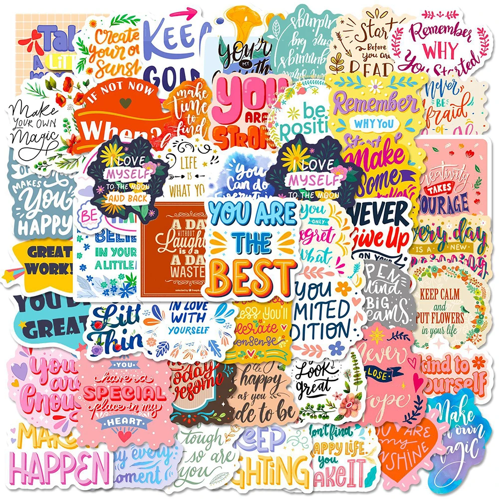 10/30/50 Stück Bunte Motivierende Englische Spruch-Aufkleber Inspirierende Lebenszitate Aufkleber DIY Koffer Gitarre Ästhetische Sticker