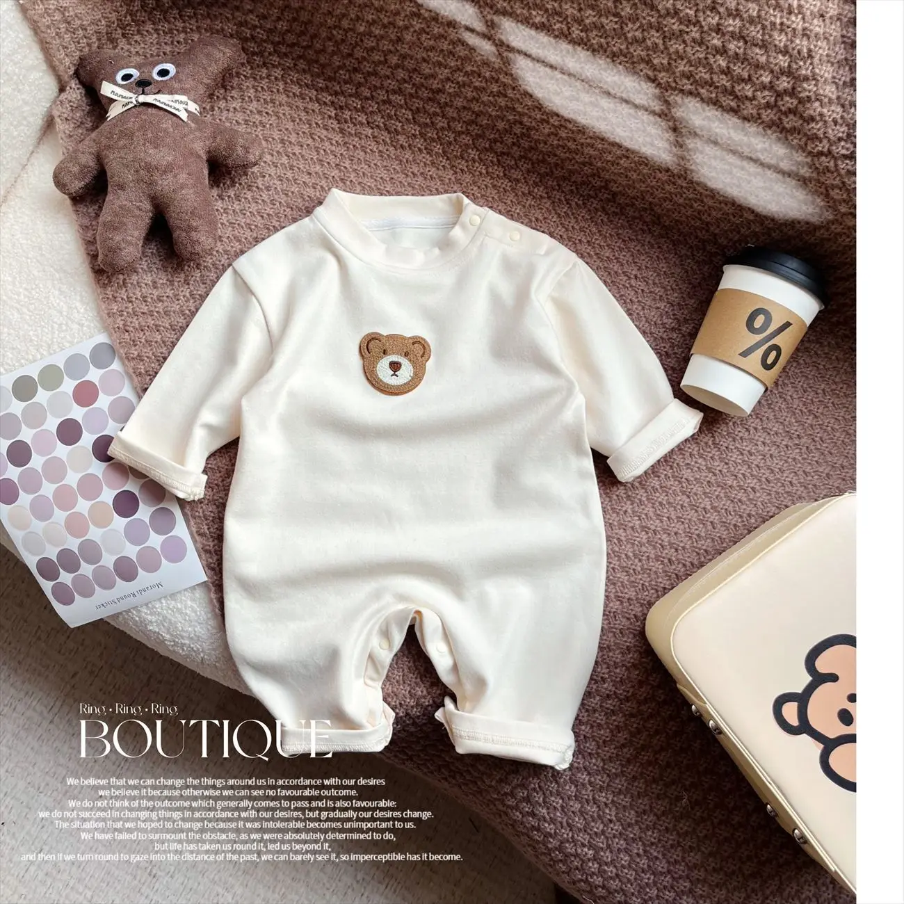 

Spring Toddler Girls Jumpsuits Bear Embroidery Newborn Boys Bodysuits Kids Baby Girls Rompers Infant Boys Overalls Onesie