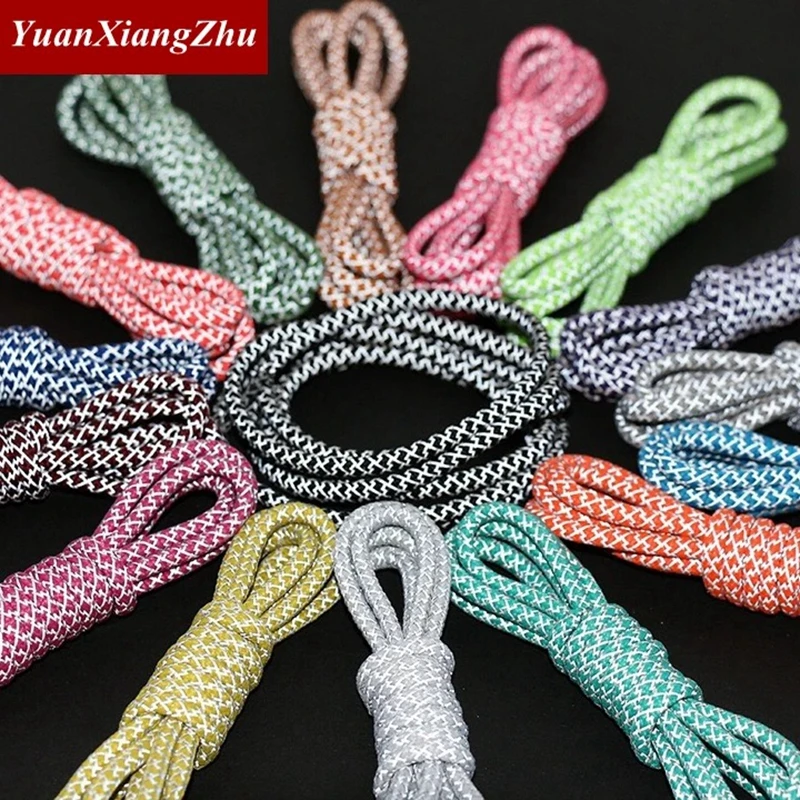 1Pair 3M Round Reflective Shoelaces for Shoes Night Luminous Running Sneakers Shoelace 100/120/140/160CM Fluorescent Shoestrings