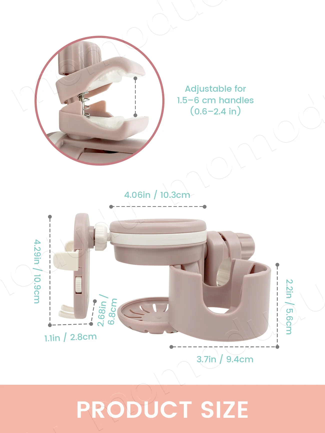 Baby Stroller Parent Cup Holders 3 in 1 Non Slip 360° Rotation Coffee Holder & Phone Holder for Baby Stroller Accessoris