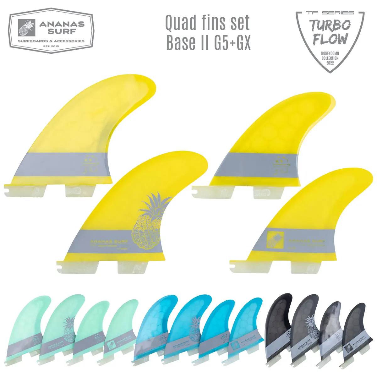 Ananas Surf Surfboard II Base Fins Quad  Set Kitesurfboard Wakesurf Accessories