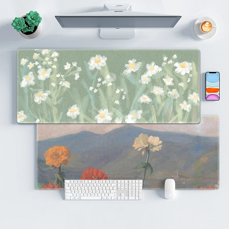 Oil painting Mouse Pad Anti-slip Computer Desk Mat Multi size Mouse Keyboard Pad XXL Table Mat Rubber Stitched Edge Mouse Pad