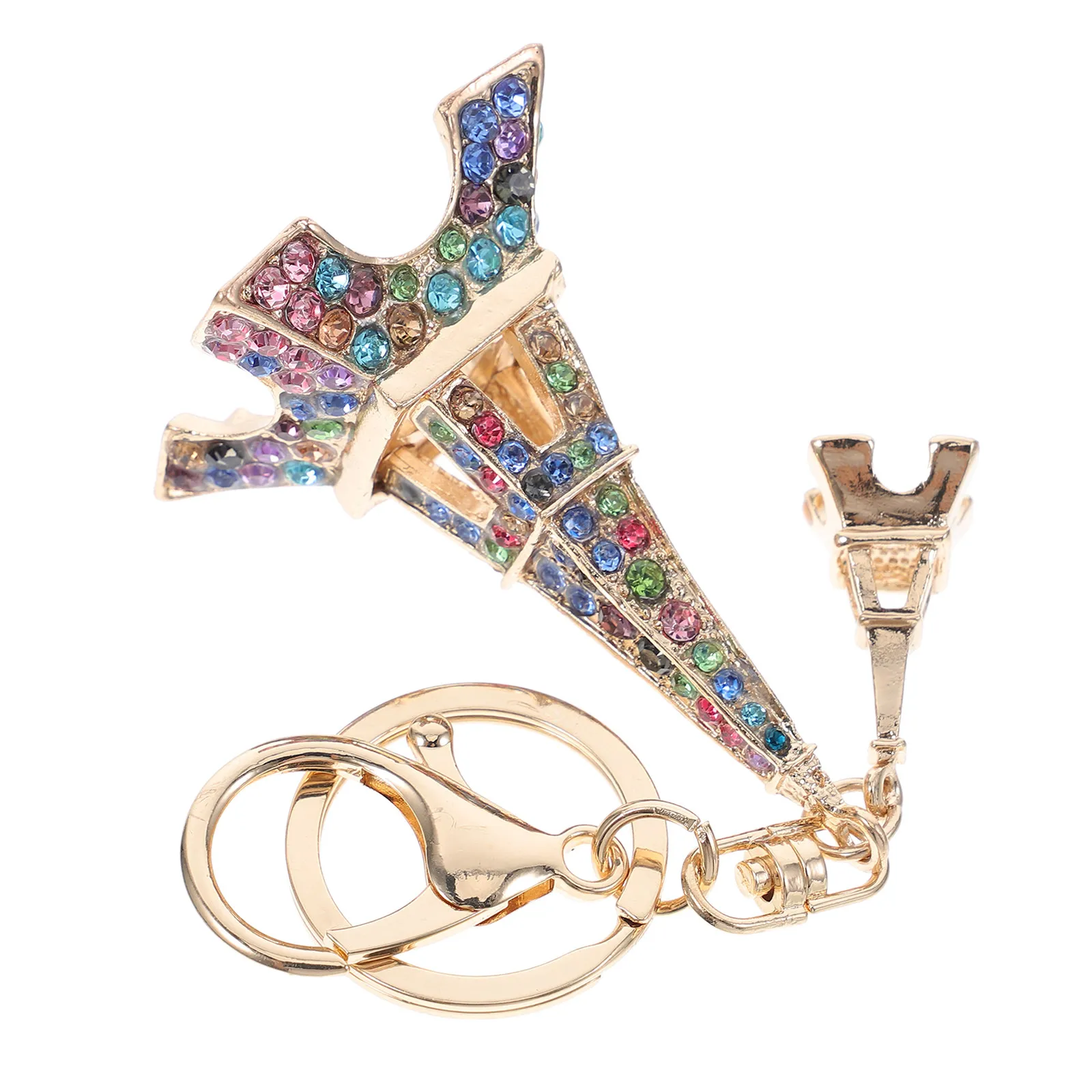 Zinc Alloy Eiffel Tower Keychain Rhinestone Charm Bag Pendant Elegant Decorative Gift Valentine Thanksgiving Birthday Accessory