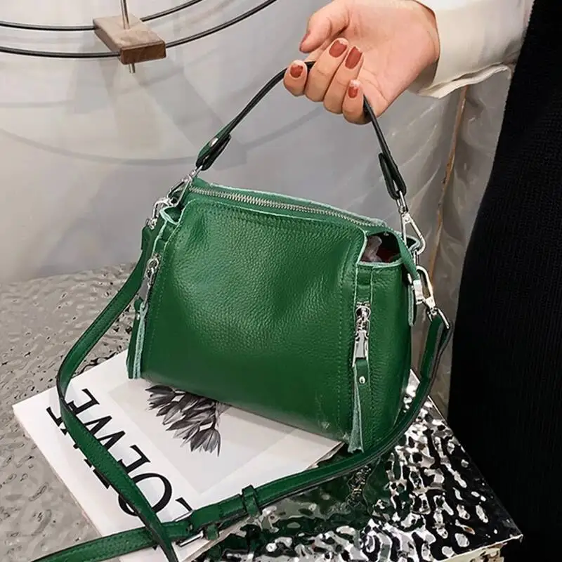 

100% Genuine Leather Handbags Cowhide Women Shoulder Fashion Ladies Messenger Bags High Quality Female Tote Bag