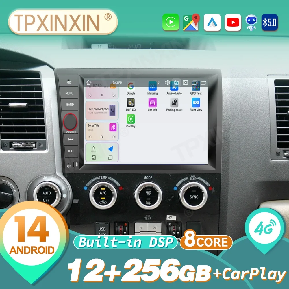 9 بوصة لتويوتا سيكويا 2007 ~ 2013 أندرويد السيارات Carplay راديو السيارات الوسائط المتعددة مشغل ستيريو لتحديد المواقع والملاحة رئيس وحدة