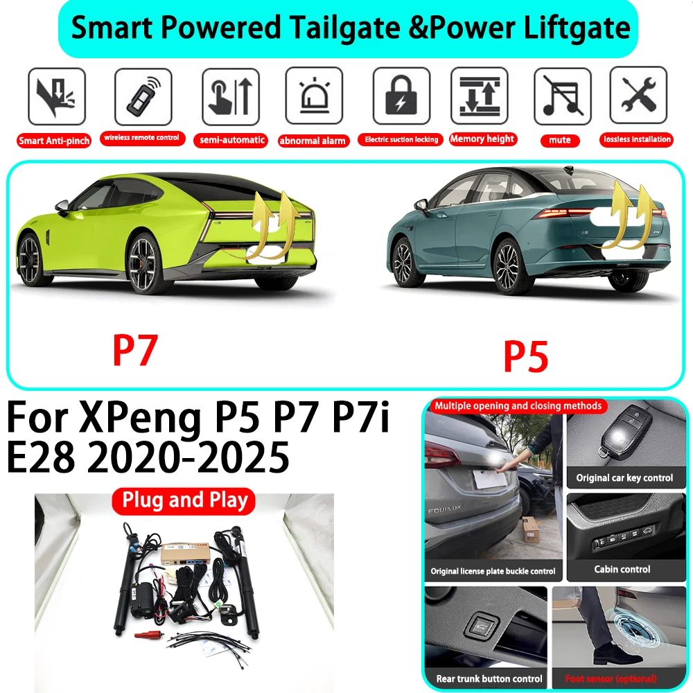 for XPeng P5 P7 P7i E28 2020-2025 OEM Smart Automatic Powered Tailgate Electric Power Tailgate Lift Kit Key Close Plug and Play