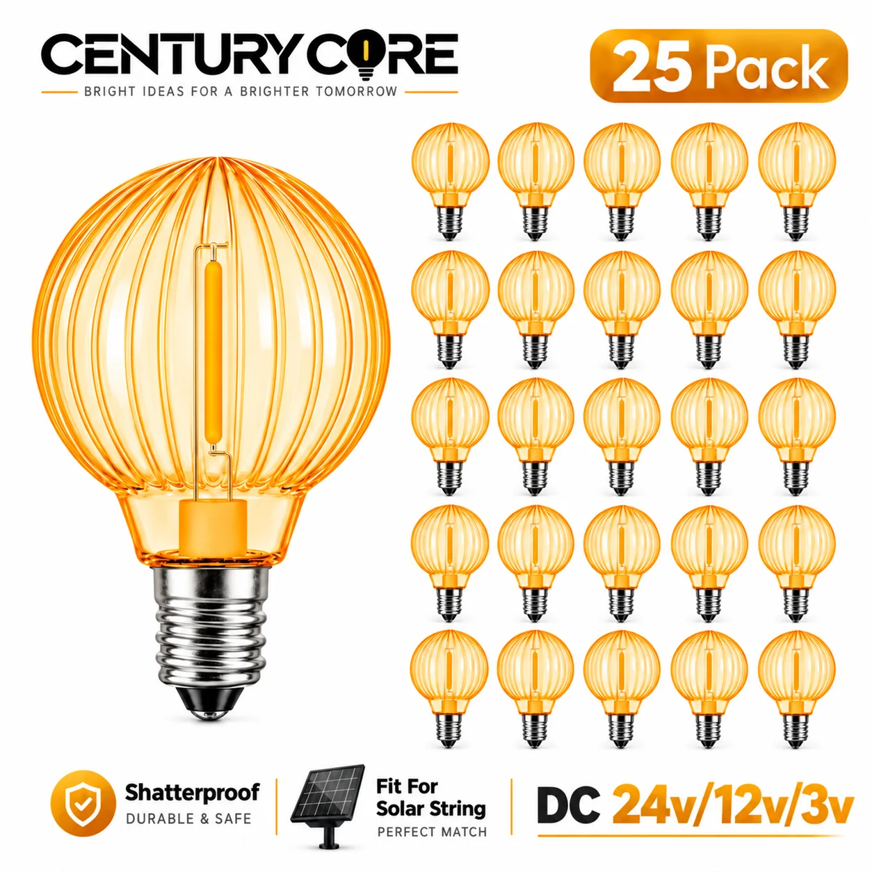 Pumpkin Shaped LED G40 Light Bulbs DC 24V/12V/3V E12 Low Voltage Bulb Halloween RV Camper Vintage Plastics Filament Edison Bulbs