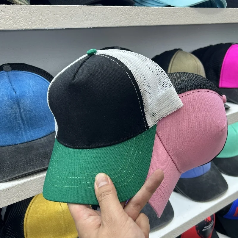 Custom Logo Basic 5 Panel Cotton Hat For Women Summer Sunshade Breathable Mesh Baseball Caps Men Outdoor Sport Truck Dad Cap