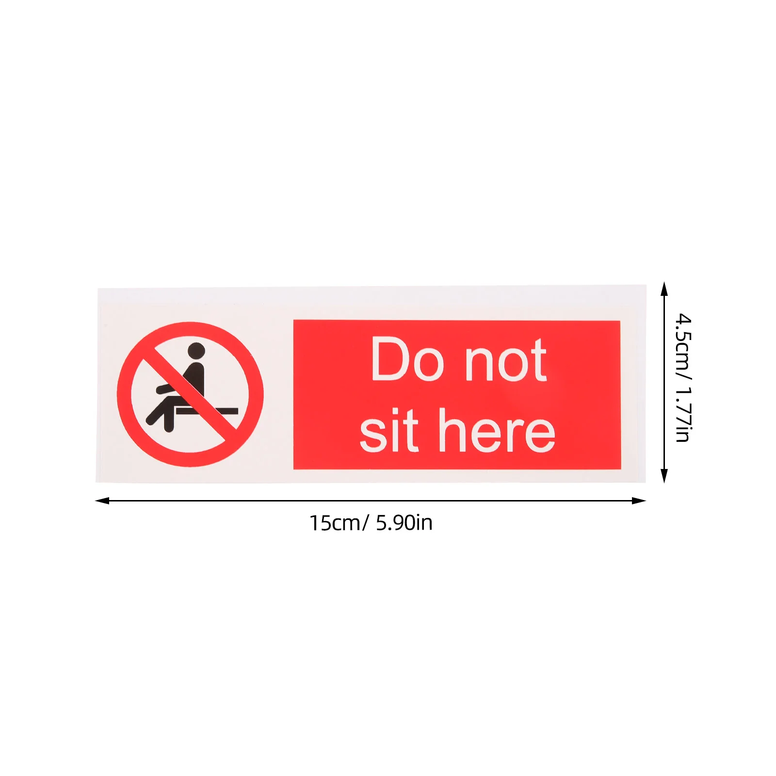 Sicherheitswarnaufkleber zum Sitzen und Liegen, Büroetikett, 1500 x 450 x 010 cm, selbstklebendes PVC-Schilder „Do Not Here“.