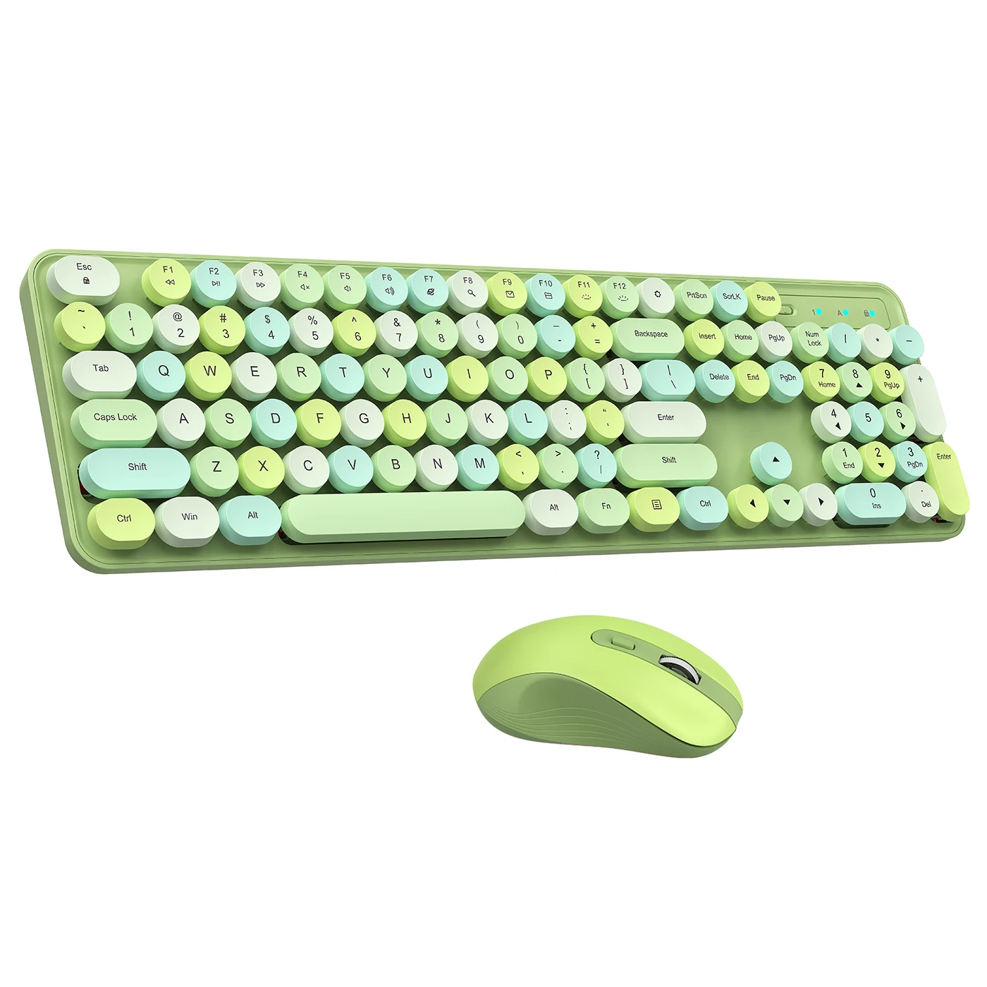 Custom Cartoon Pattern Cute Keyboards Retro Round Mix-colored keycaps Colorful 2.4G Wireless Keyboard and Mouse combo