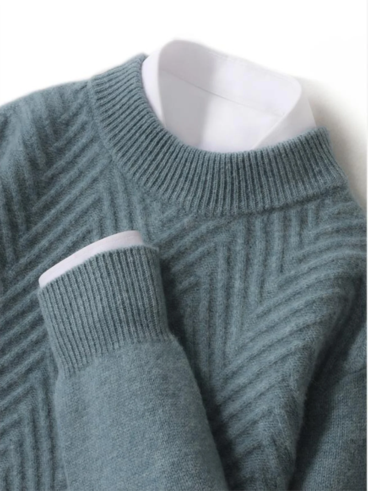 

Winter Thiened f-High Collar 00 Pure Wool Knitted Sweater Men's Loose Casual Versatile Base Layer irt Busin Casual