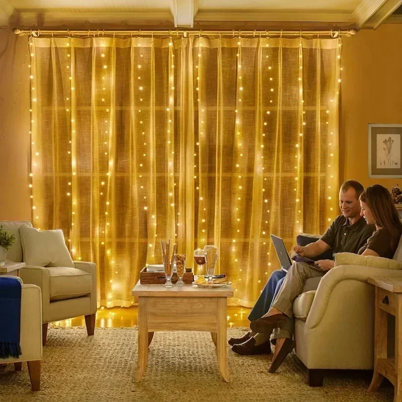 USB Power Fairy Lights Festoon with Remote New Year Garland Led Lights Christmas Decor 6x3M/3x3m Curtain Garland on The Window