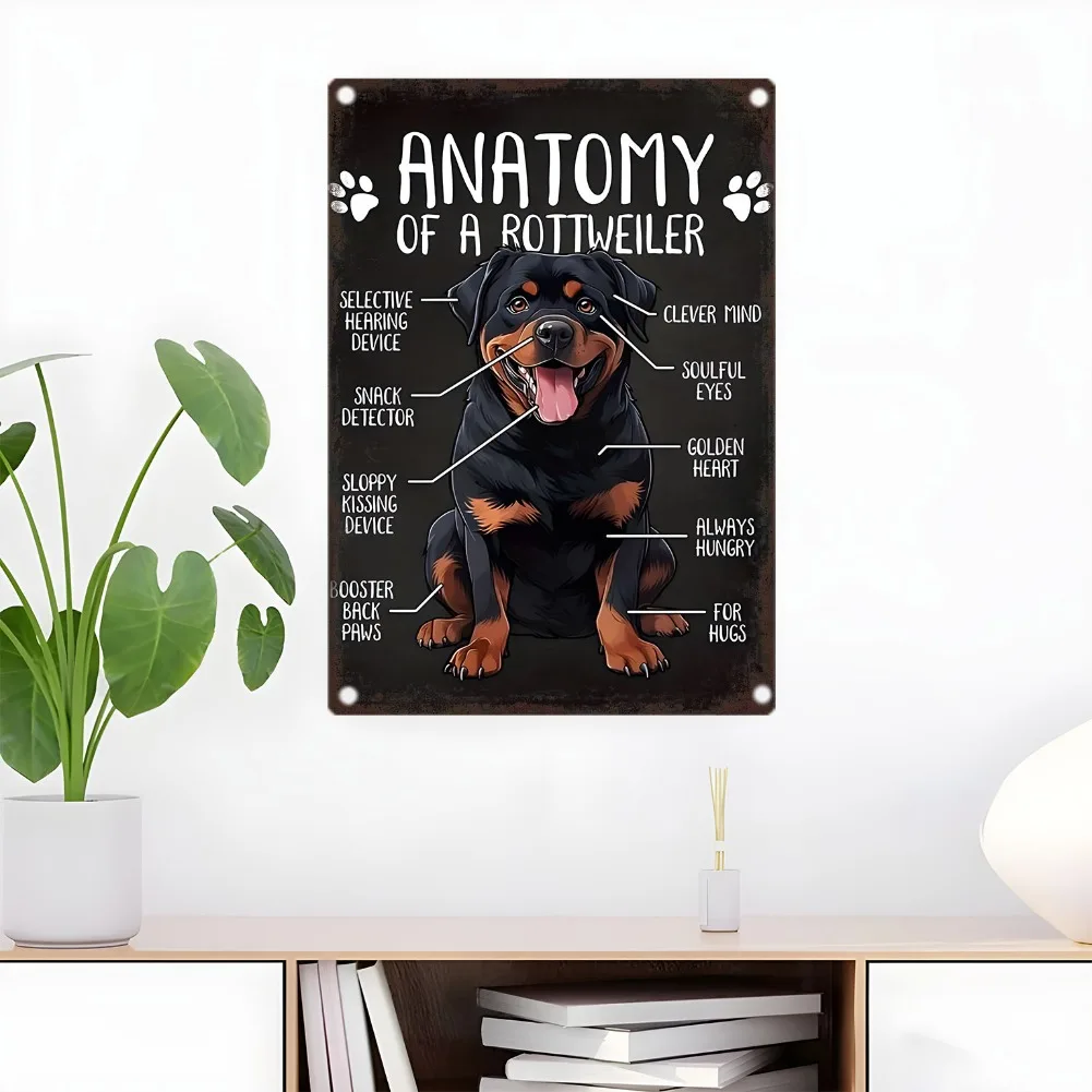 Anatomy of A Rottweiler Funny Vintage Metal Tin Sign Dog Breed Humor Poster Pet Lover Home Wall Decor Iron Plaque
