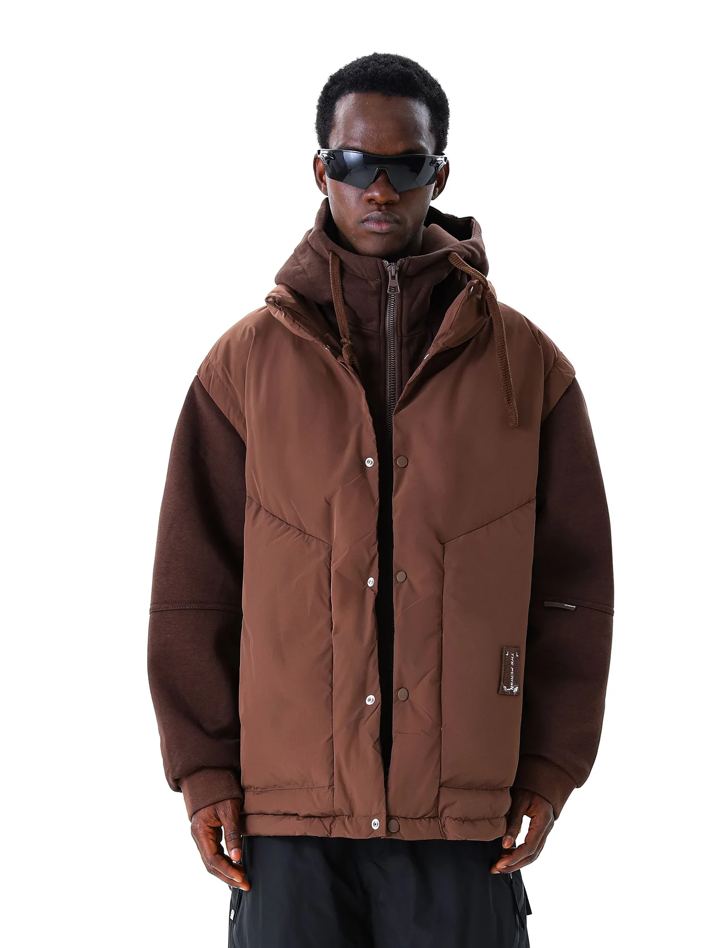 

MMOPTOP Men's Thiened down Jaet Hooded Patchwork Vest Winter Warm Outerwear Polyester Fiber Du down Pure Color Zipper