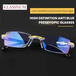 New Intelligent Zoom Glasses Men Women Reading Glasses Anti Blue Ray Rimless Cutting Presbyopia Eyewear Prescription Glasses