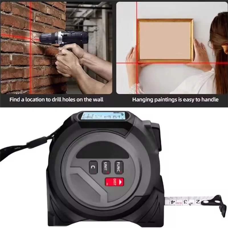 

AT21-Infrared Laser Rangefinder With Tape Measure Ruler - Digital LCD Display, 3-In-1 High Accuracy Tool