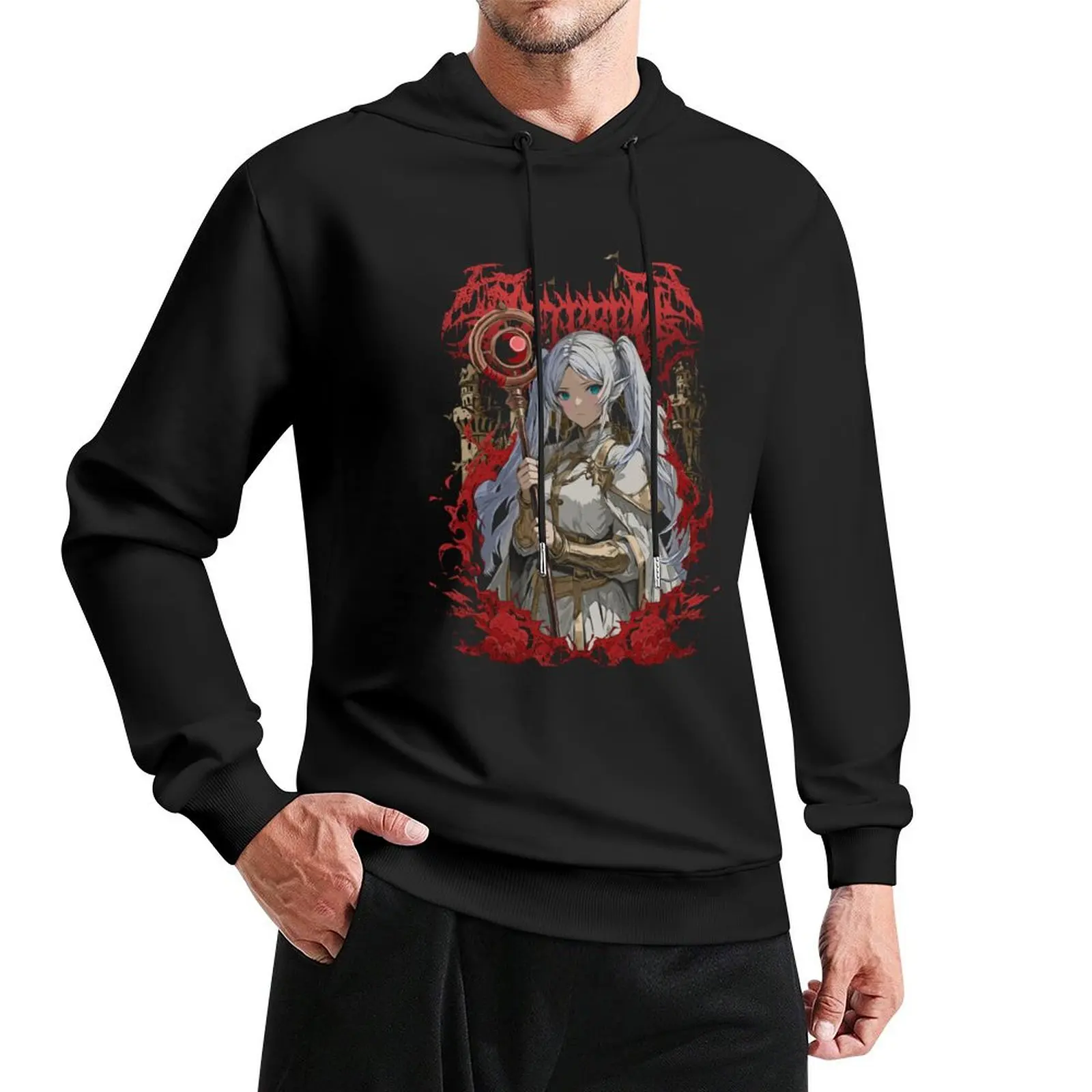 Frieren Heavy Metal Art Pullover Hoodie clothes for men men's clothing man hoodie