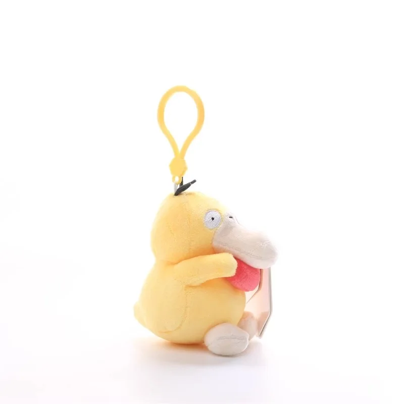 정품 포켓몬 Psyduck 사랑 시리즈 Kawaii 봉제 인형 장난감 키 체인 배낭 펜던트 열쇠 고리 인형 어린이를위한 생일 선물 소년