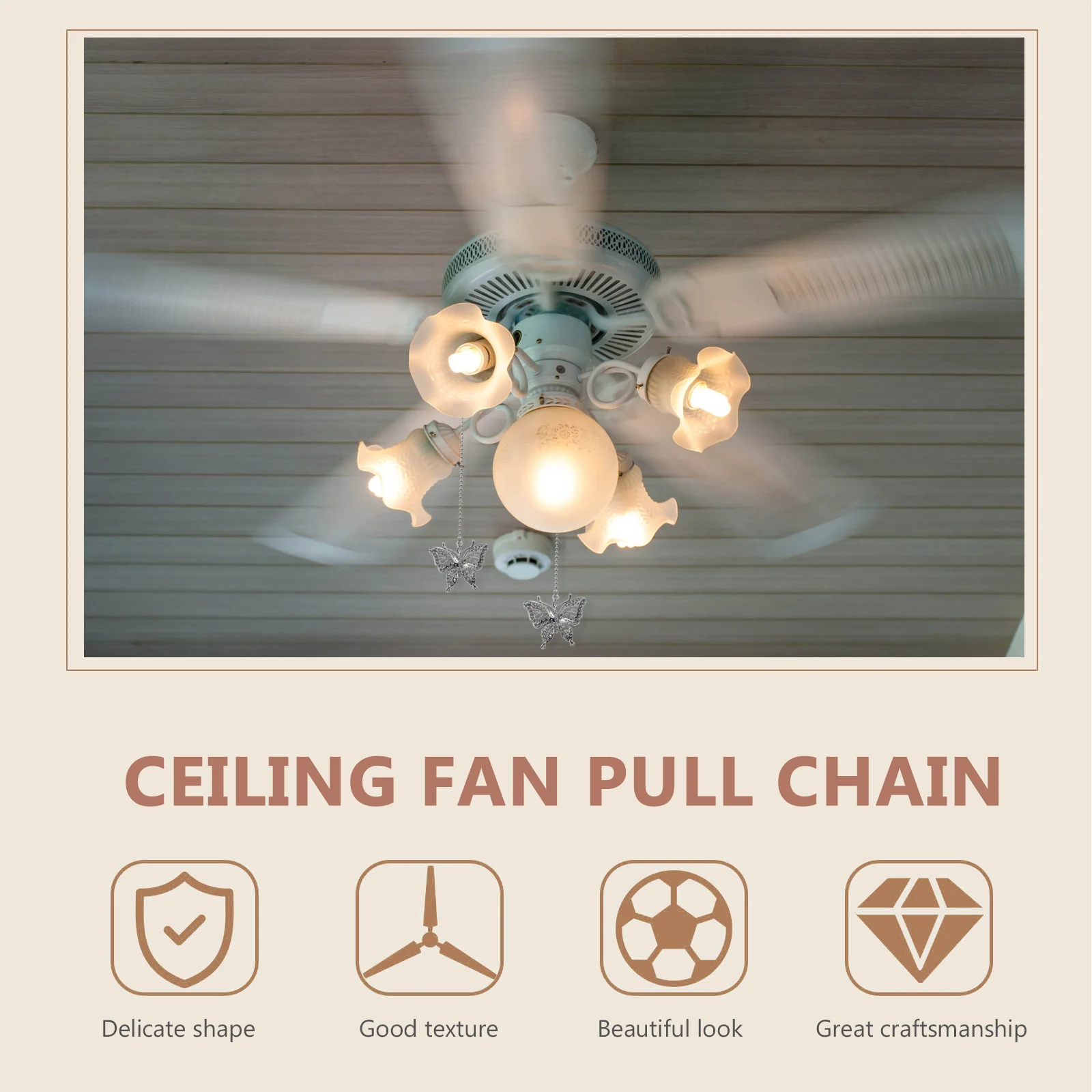 

2Pcs Ceiling Fan Pull Chain Butterfly Pendant Extension Stylish Home Decor Easy Installation Ceiling Fan Pull Chain