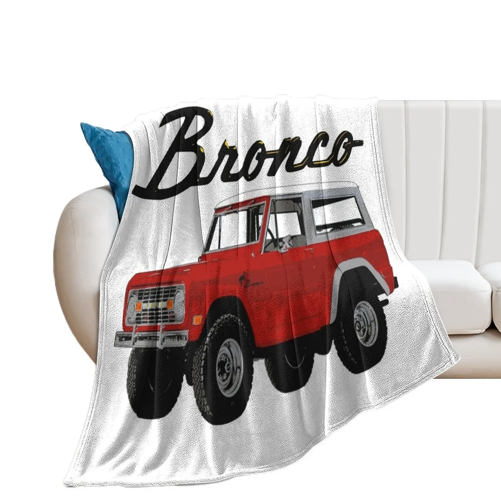 

Ford Bronco - vintage red (black text) Throw Blanket Bed covers Beach Flannel Quilt Blankets