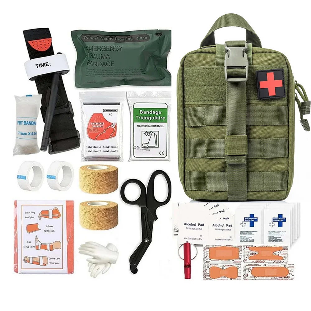 Molle Trauma Mochila Medical Emergency Survival First Aid Kits Saco Tactical Tourniquet Banda Camping Survival Equipment Set