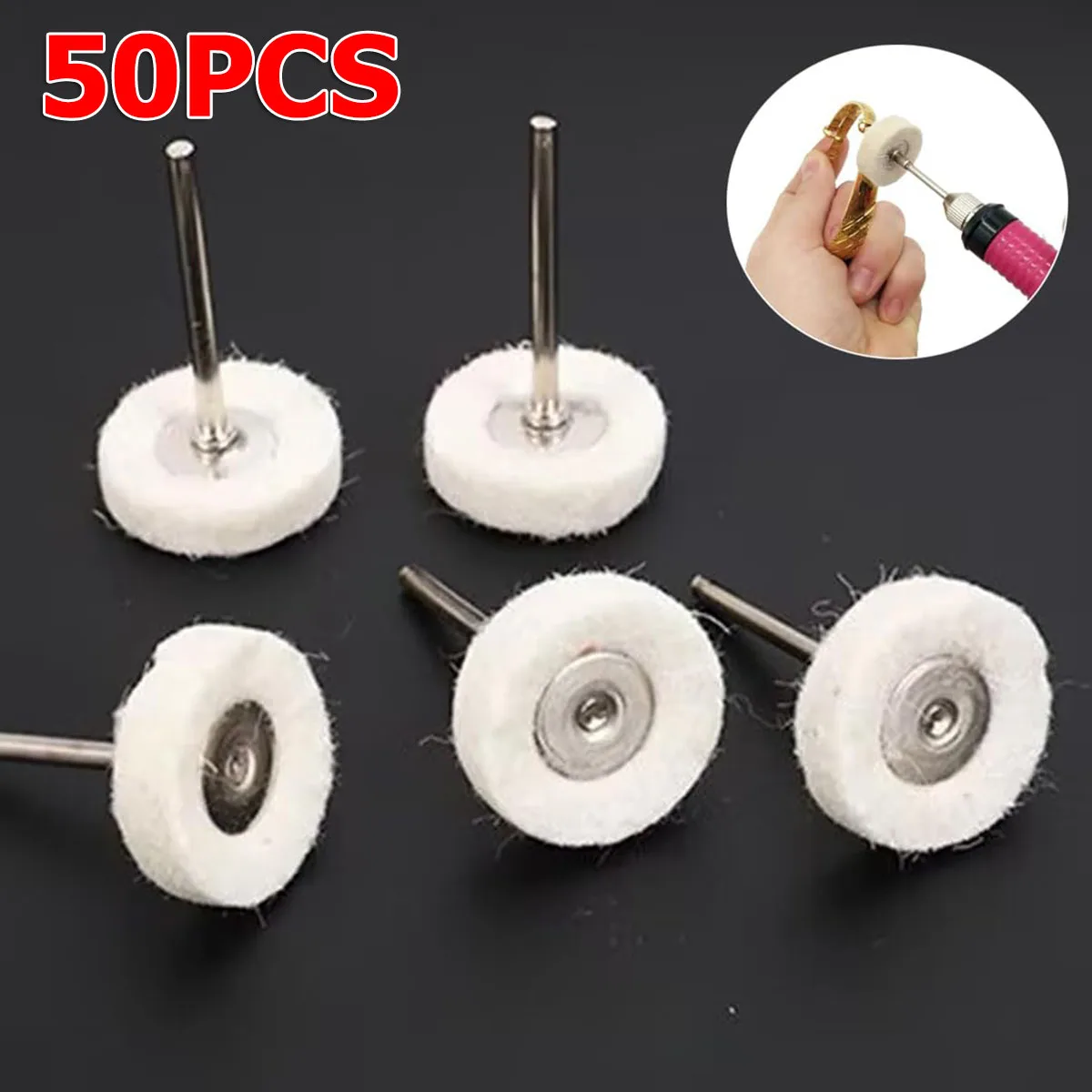 50Pc Mini Wool Felt Grinding Sanding Head Abrasive Buffing Wheel 1